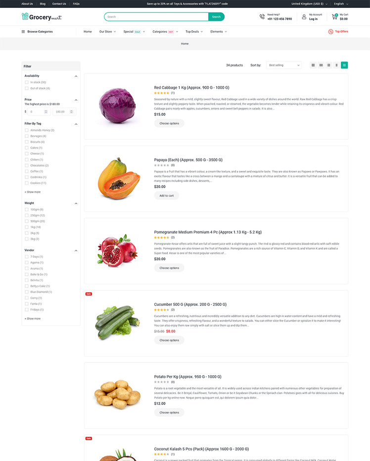 Grocery Mart Grocery Vegitables and Organic Responsive Shopify Theme #397672