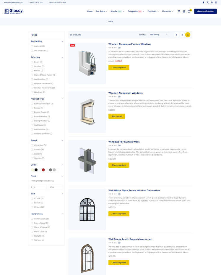 Glassy Windows and Doors Services Shopify Responsive Theme #429615