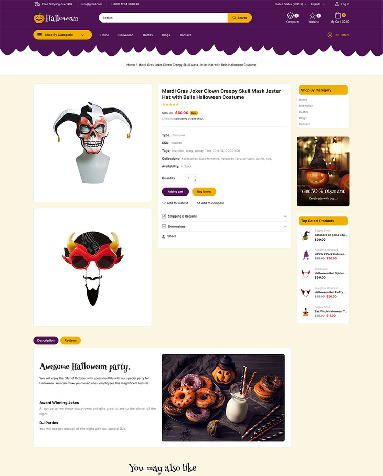 Halloween Halloween party Gift and Christmas Shopify theme #285470