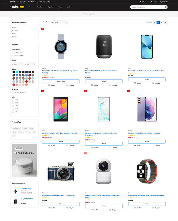 Quickstore Mega Shop Multipurpose Shopify Store #275816