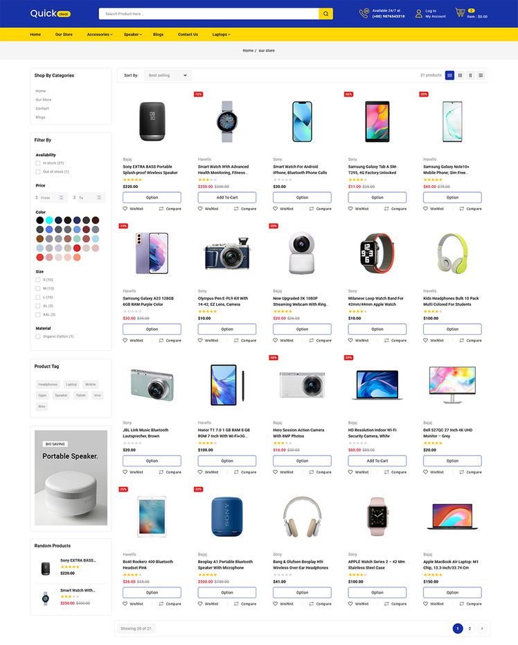 Quickdeal Electronics Gadgets and Computers Multipurpose Shopify Responsive Theme #281486