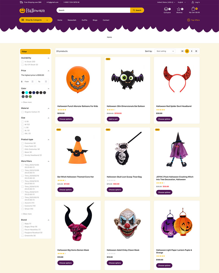 Halloween Halloween party Gift and Christmas Shopify theme #285470