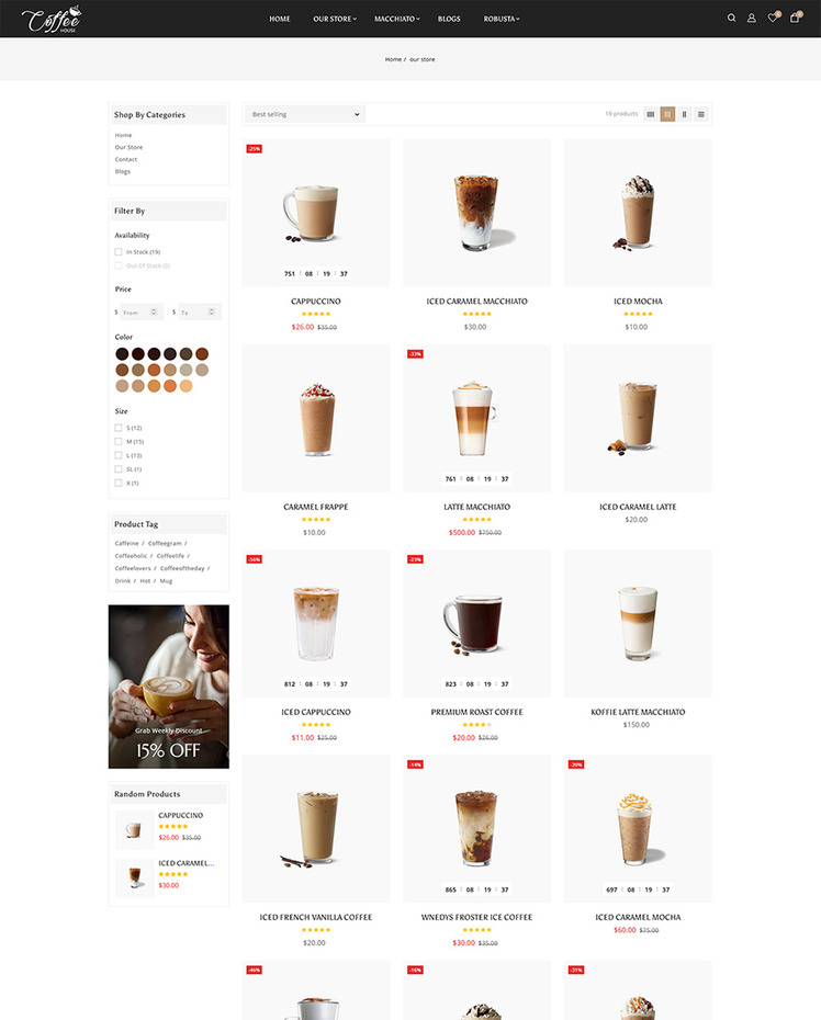 Coffee Tea Coffee Drinks and Beverages Store Shopify Theme #271323