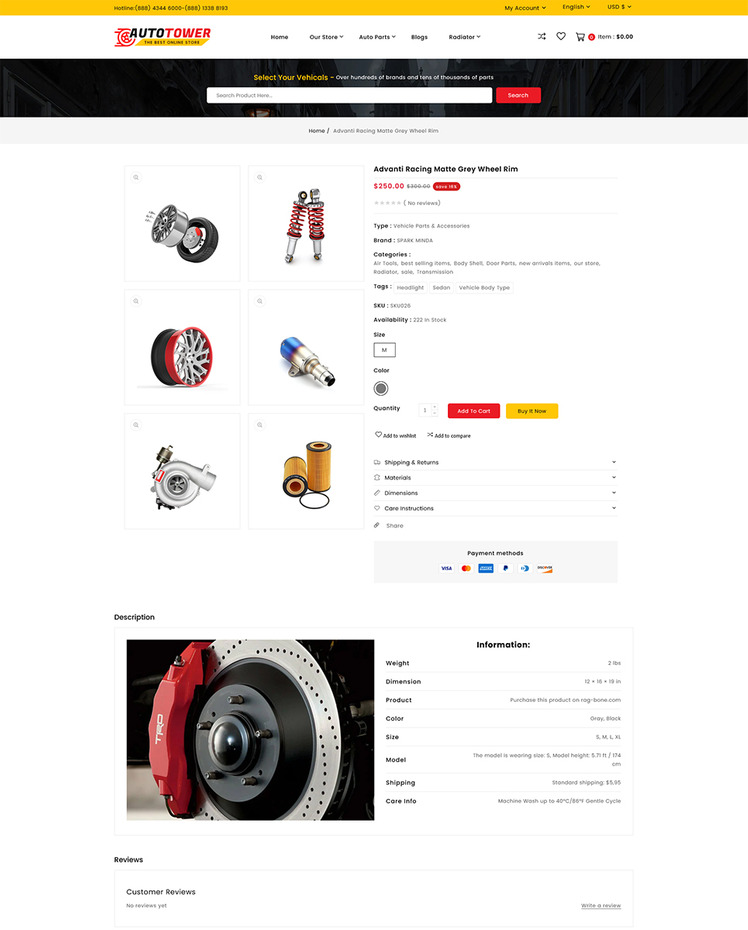 AutoTower Car and Spare Auto Tool Multipurpose Shopify Store #261999