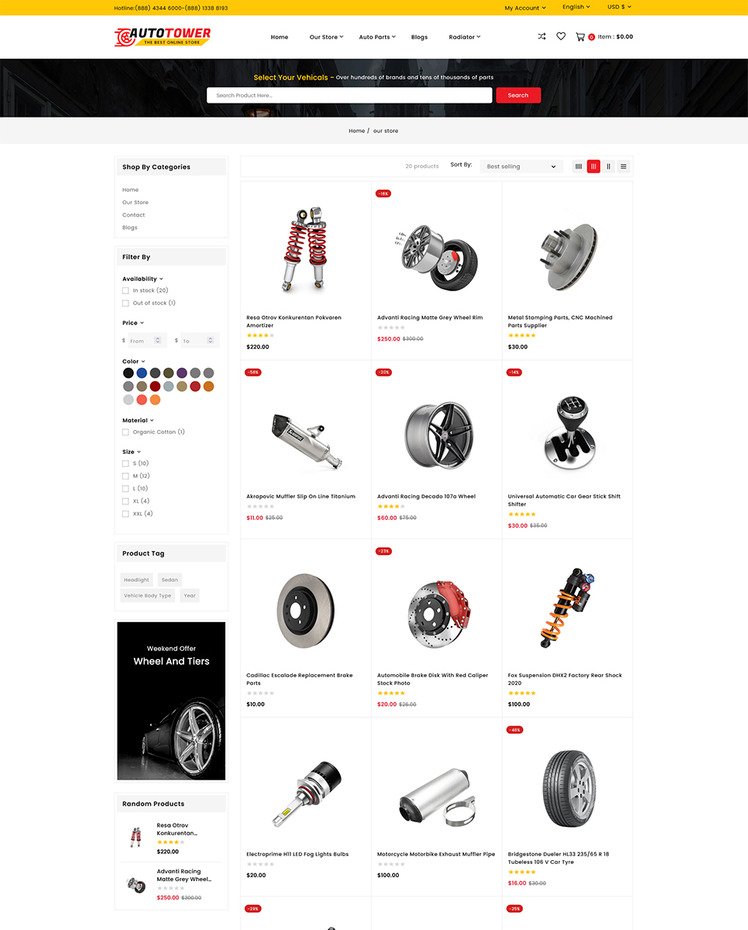 AutoTower Car and Spare Auto Tool Multipurpose Shopify Store #261999