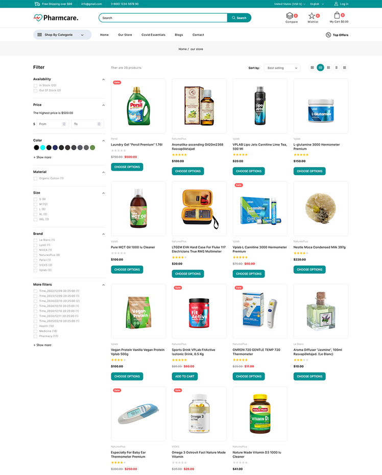 Pharmcare Health and Medicine Store Shopify Responsive Theme #296220
