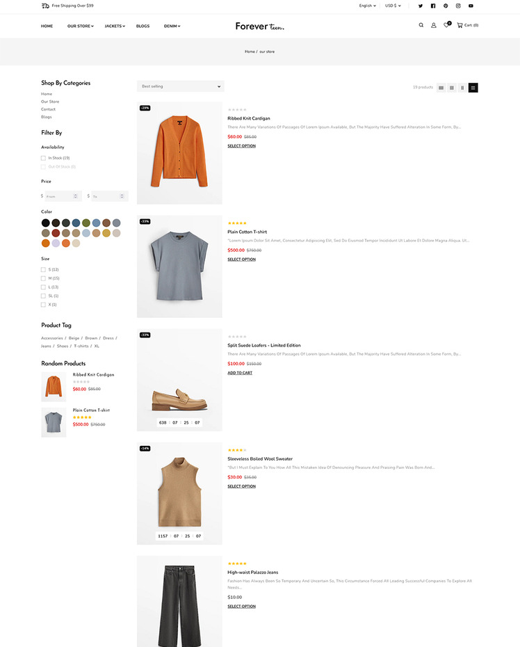 Foreverteen Apparel Fashion Shoes Multipurpose Responsive Premium Shopify Theme #256004