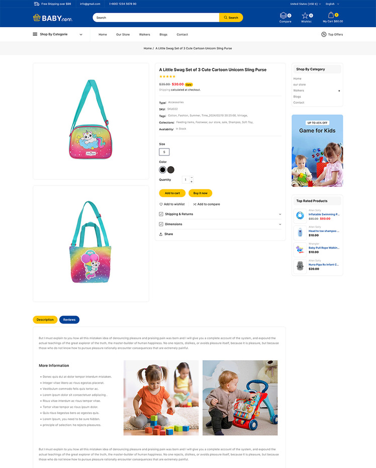 BabyCare Kids Store Shopify Responsive Theme #297218