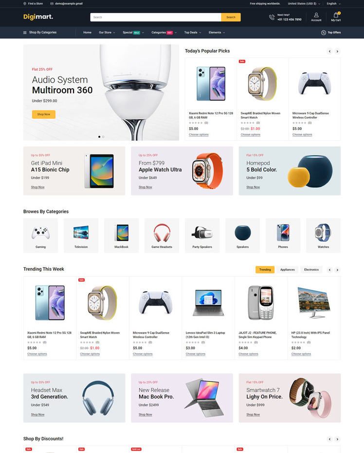 DigiMart Digital and Electronics Responsive Shopify Theme #413224