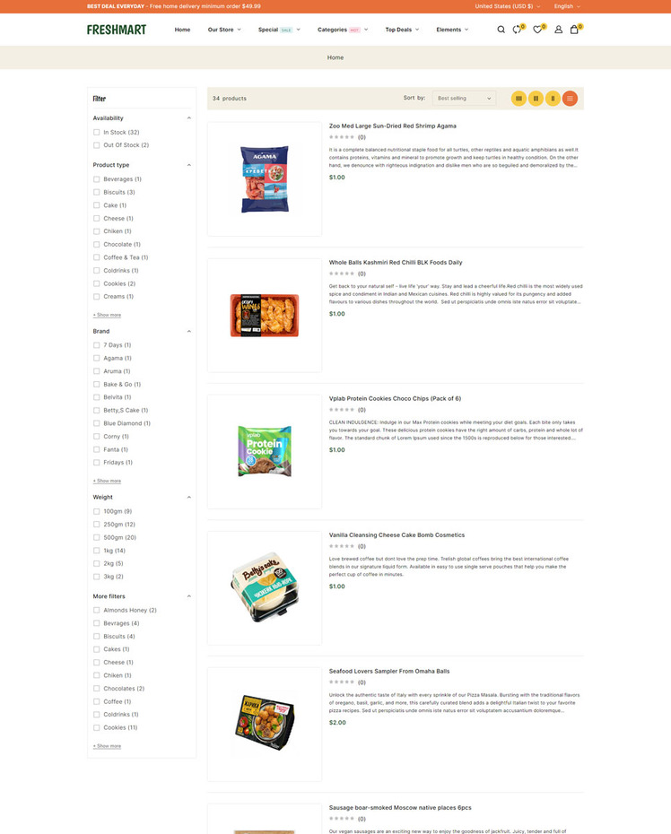FreshMart Grocery and Organic Responsive Shopify Theme #415583