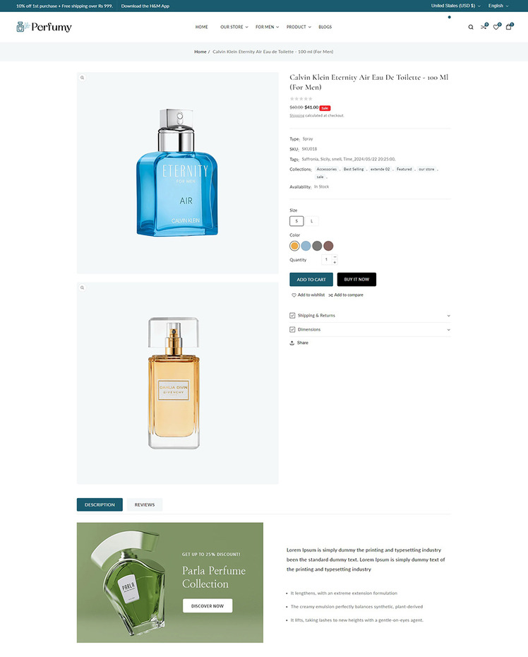 Perfumy Perfumes Deos and Fragrances Shopify Responsive Theme #318101