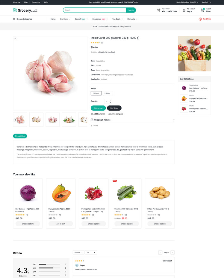 Grocery Mart Grocery Vegitables and Organic Responsive Shopify Theme #397672