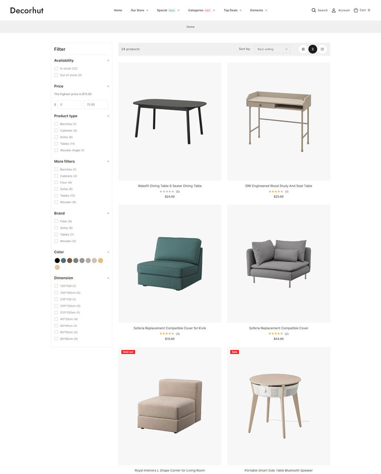 Decorhut Decor Interior and Furniture Shopify Responsive Theme #432861