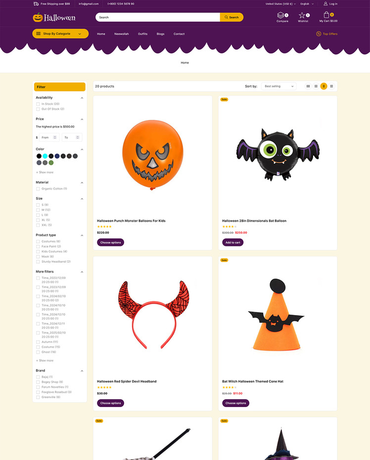 Halloween Halloween party Gift and Christmas Shopify theme #285470