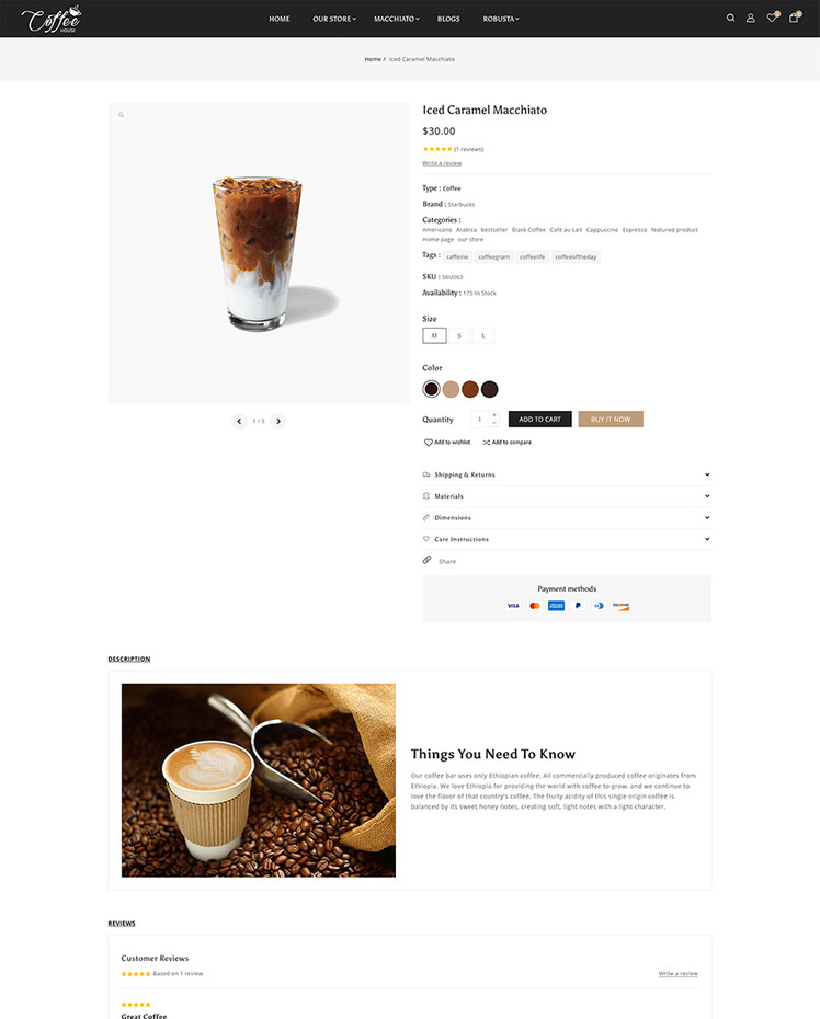 Coffee Tea Coffee Drinks and Beverages Store Shopify Theme #271323