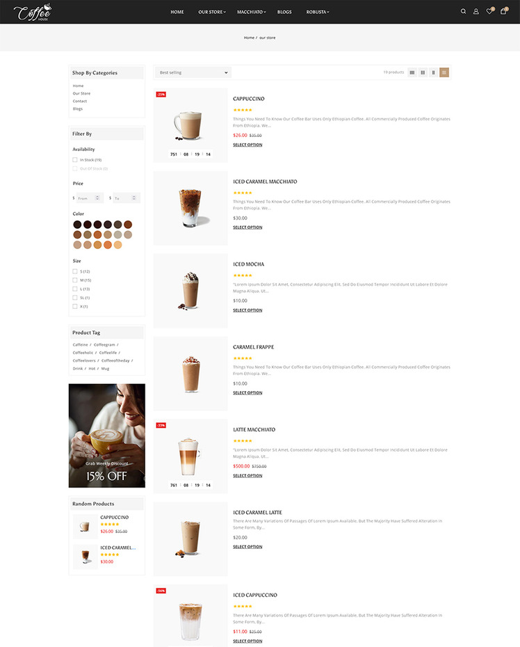 Coffee Tea Coffee Drinks and Beverages Store Shopify Theme #271323