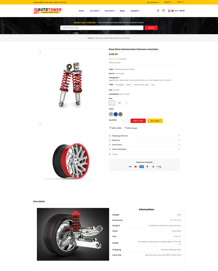 AutoTower Car and Spare Auto Tool Multipurpose Shopify Store #261999