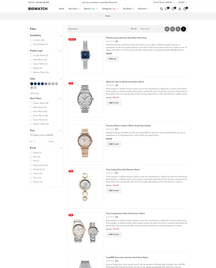 BigWatch Watch and Jewelry and Fashion Shopify Theme #417776