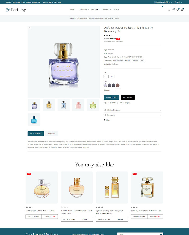 Perfumy Perfumes Deos and Fragrances Shopify Responsive Theme #318101