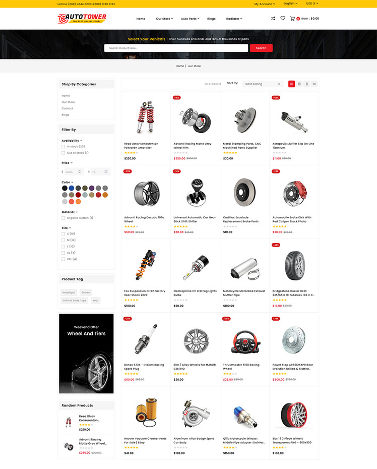 AutoTower Car and Spare Auto Tool Multipurpose Shopify Store #261999