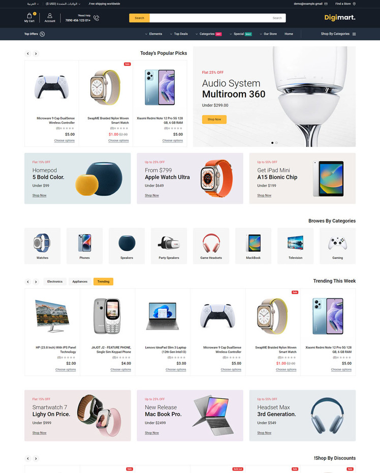DigiMart Digital and Electronics Responsive Shopify Theme #413224