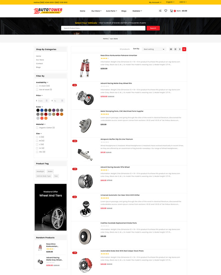 AutoTower Car and Spare Auto Tool Multipurpose Shopify Store #261999