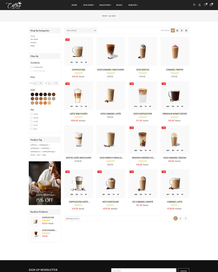 Coffee Tea Coffee Drinks and Beverages Store Shopify Theme #271323