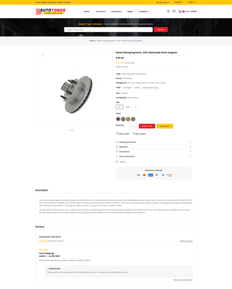 AutoTower Car and Spare Auto Tool Multipurpose Shopify Store #261999