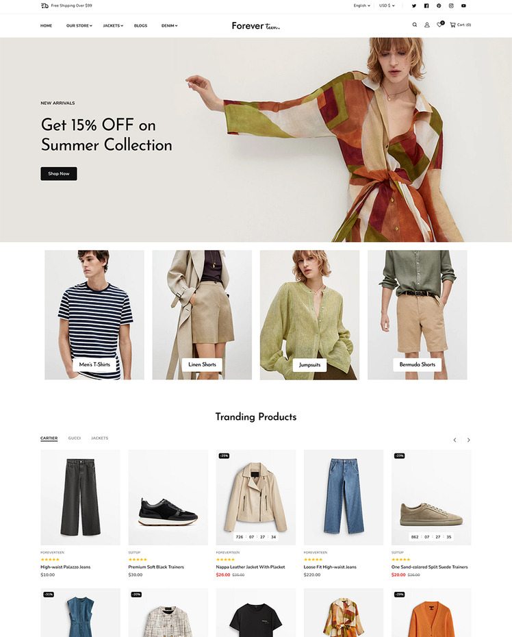 Foreverteen Apparel Fashion Shoes Multipurpose Responsive Premium Shopify Theme #256004