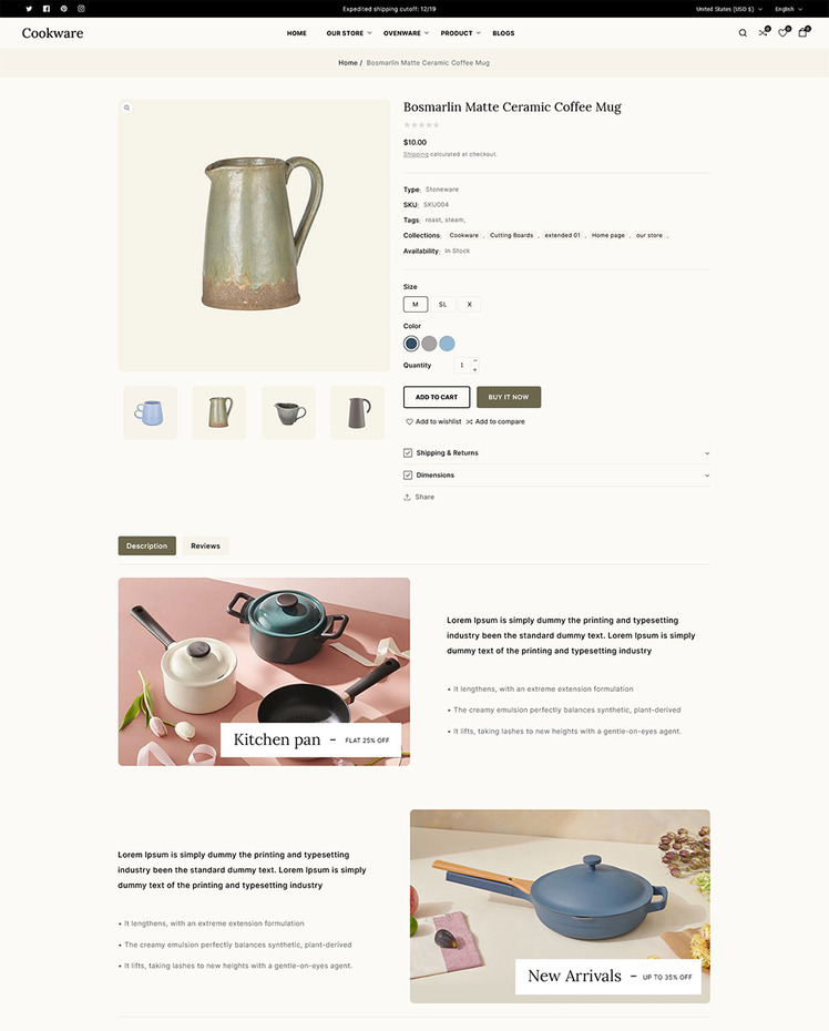 Cookware Appliances Kitchen and Crockery Shopify Multipurpose Responsive Theme #317748