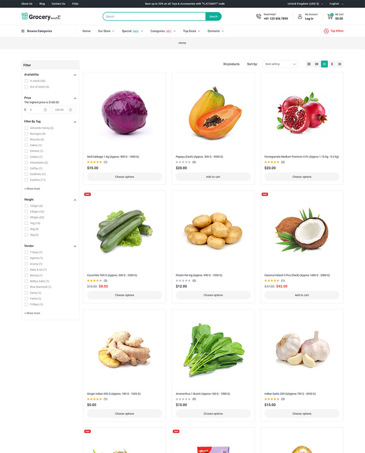 Grocery Mart Grocery Vegitables and Organic Responsive Shopify Theme #397672
