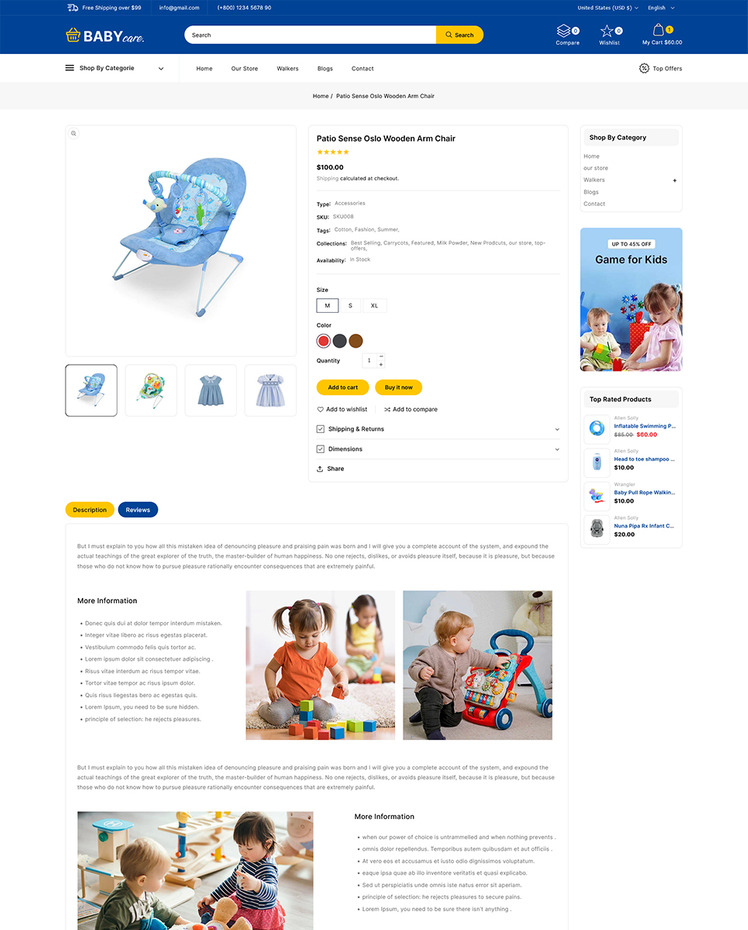 BabyCare Kids Store Shopify Responsive Theme #297218