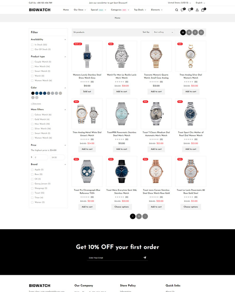 BigWatch Watch and Jewelry and Fashion Shopify Theme #417776