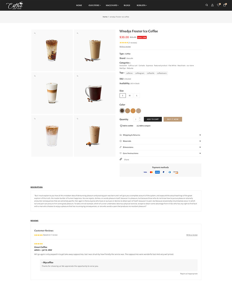 Coffee Tea Coffee Drinks and Beverages Store Shopify Theme #271323