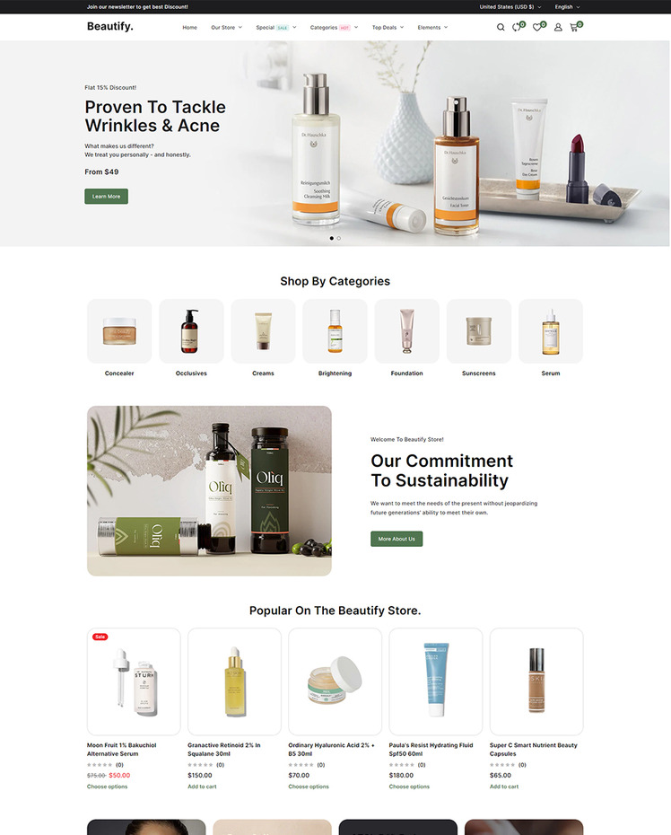 Beautify Beauty Fashion and Cosmetic Responsive Shopify Theme #417778