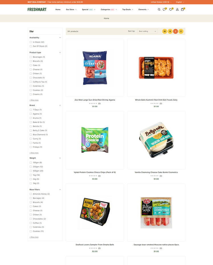 FreshMart Grocery and Organic Responsive Shopify Theme #415583