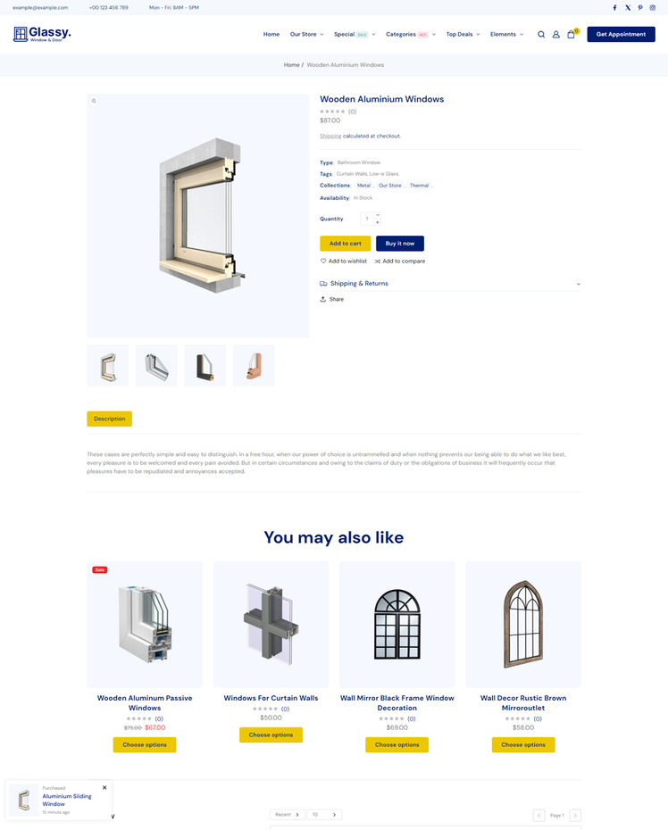 Glassy Windows and Doors Services Shopify Responsive Theme #429615