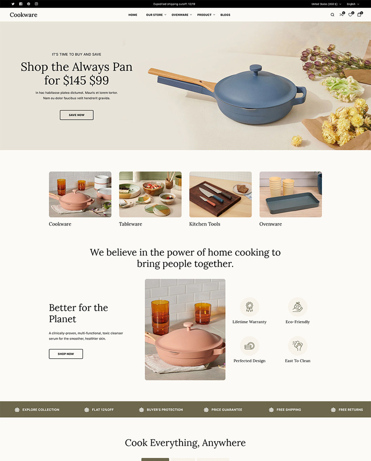 Cookware Appliances Kitchen and Crockery Shopify Multipurpose Responsive Theme #317748