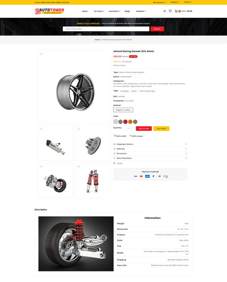 AutoTower Car and Spare Auto Tool Multipurpose Shopify Store #261999