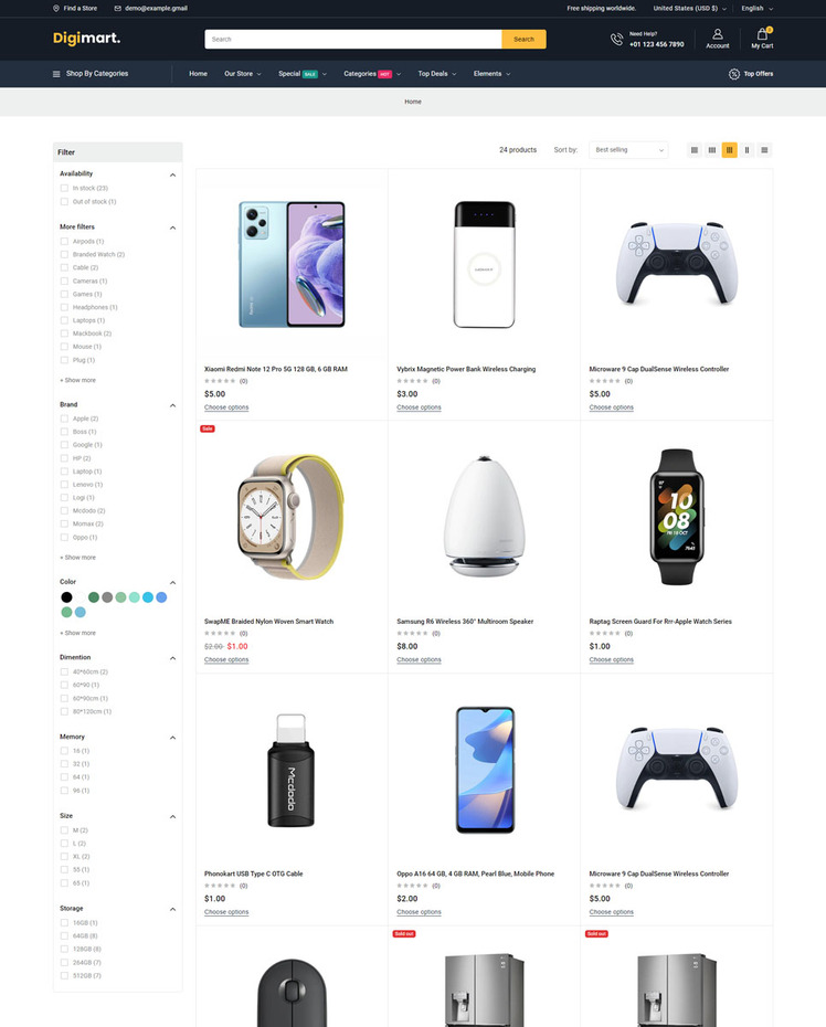 DigiMart Digital and Electronics Responsive Shopify Theme #413224