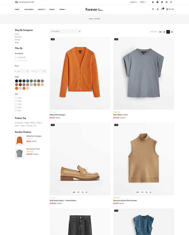 Foreverteen Apparel Fashion Shoes Multipurpose Responsive Premium Shopify Theme #256004