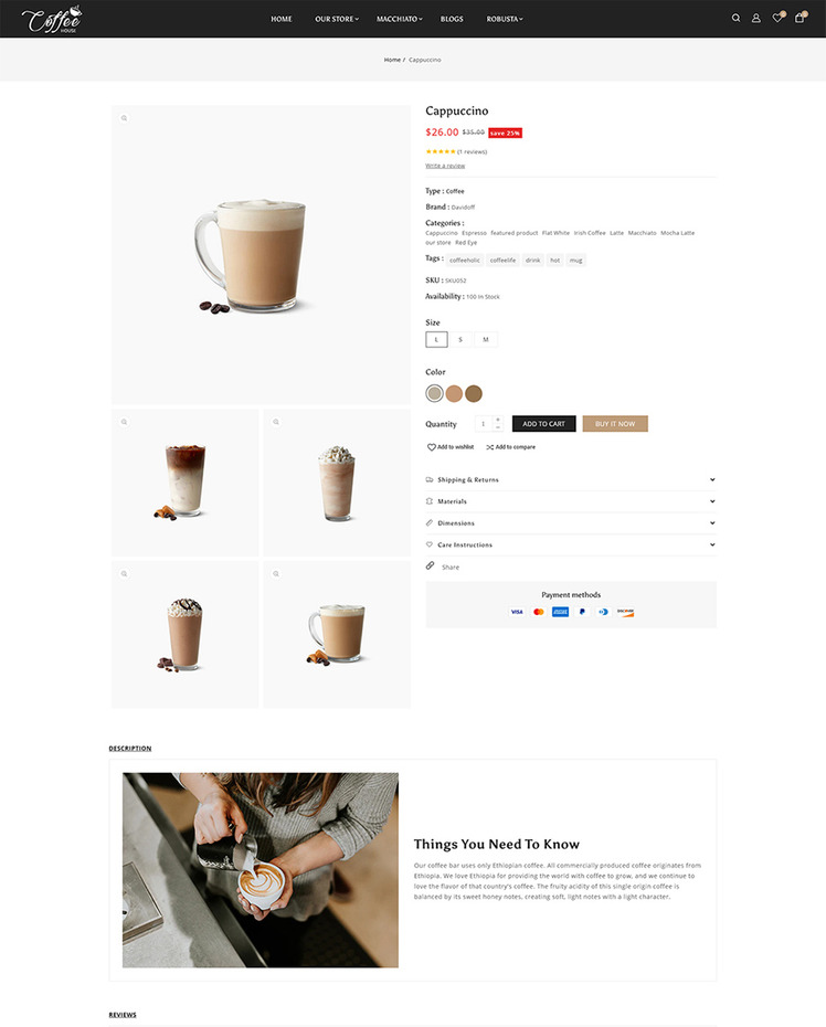 Coffee Tea Coffee Drinks and Beverages Store Shopify Theme #271323