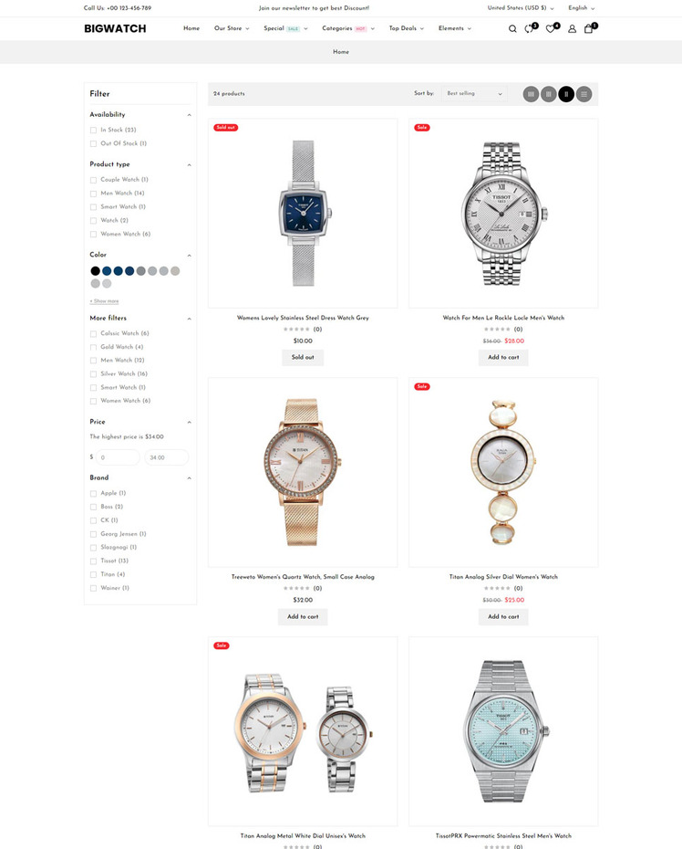 BigWatch Watch and Jewelry and Fashion Shopify Theme #417776