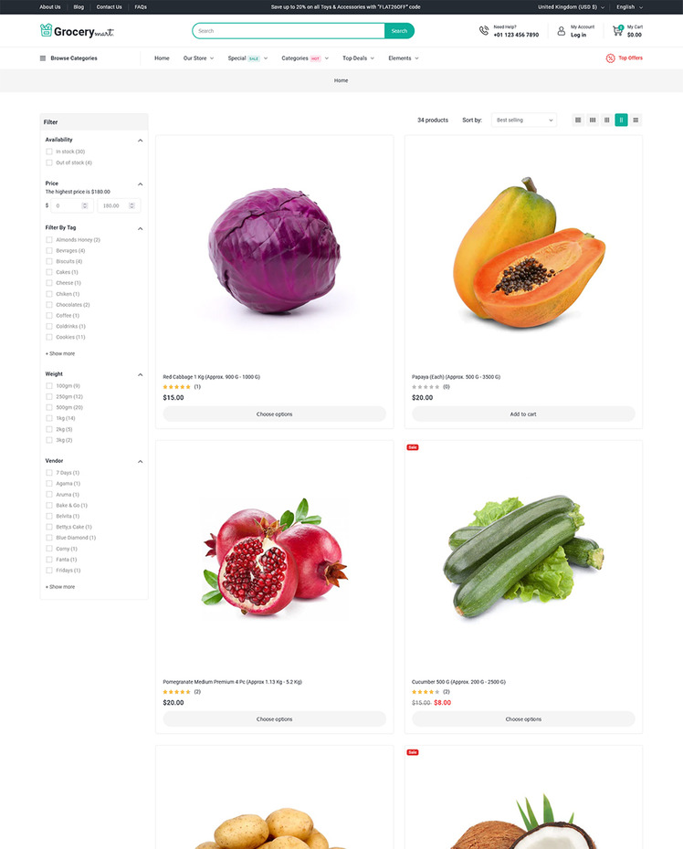 Grocery Mart Grocery Vegitables and Organic Responsive Shopify Theme #397672