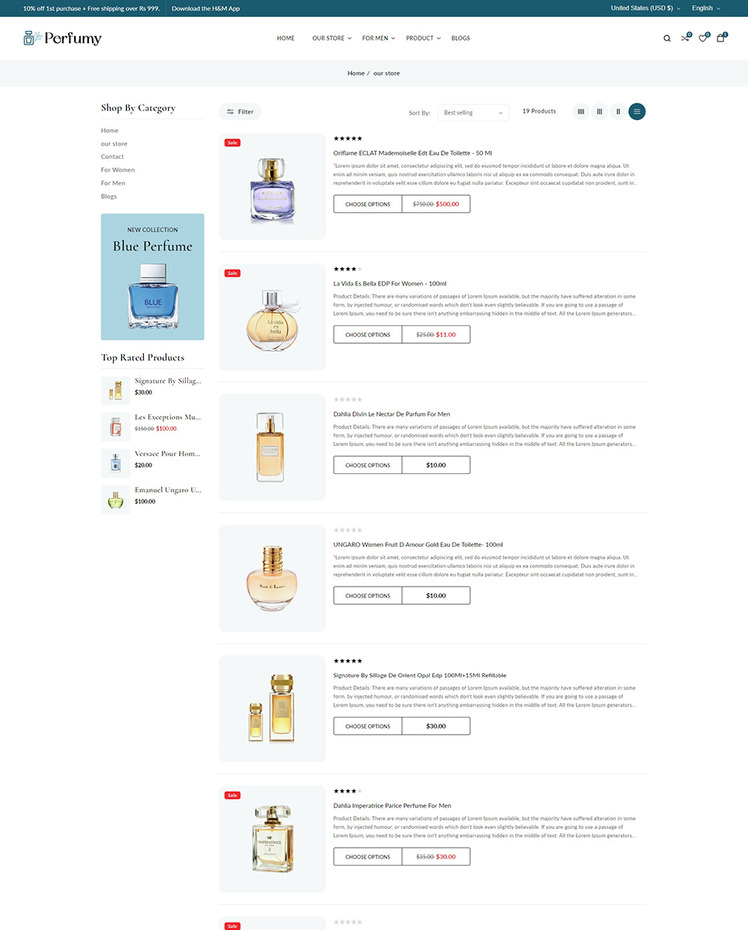 Perfumy Perfumes Deos and Fragrances Shopify Responsive Theme #318101