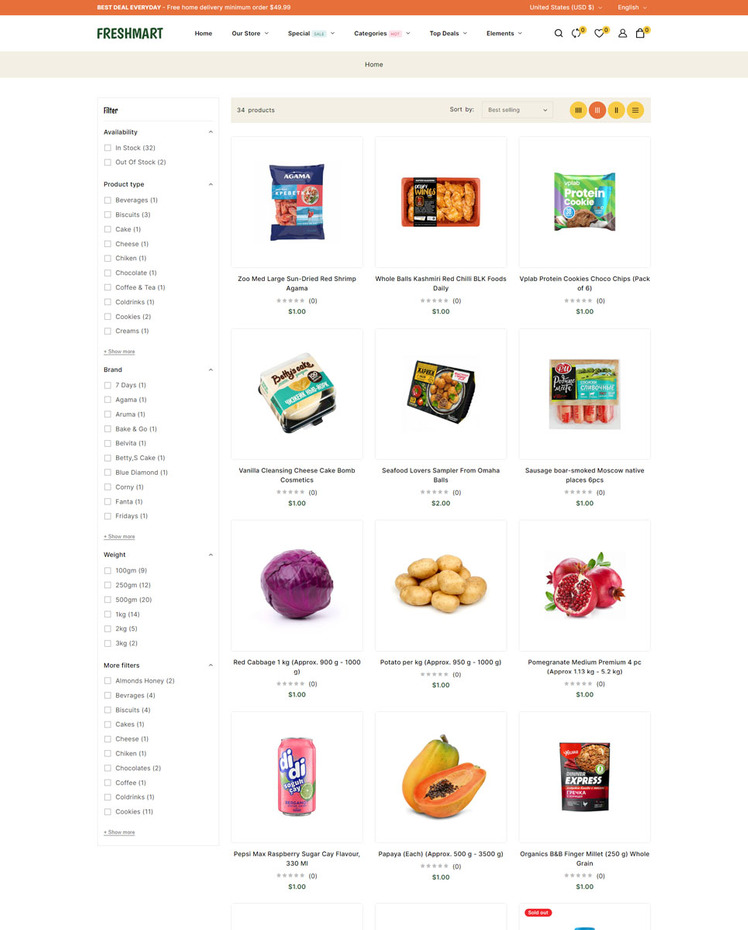 FreshMart Grocery and Organic Responsive Shopify Theme #415583