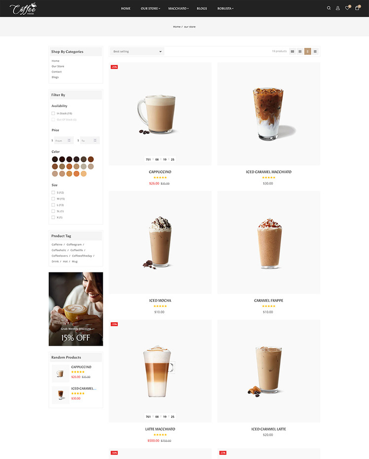 Coffee Tea Coffee Drinks and Beverages Store Shopify Theme #271323