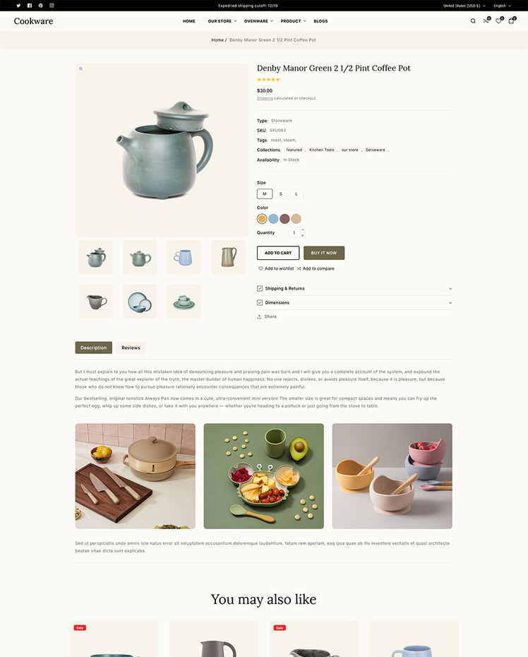 Cookware Appliances Kitchen and Crockery Shopify Multipurpose Responsive Theme #317748