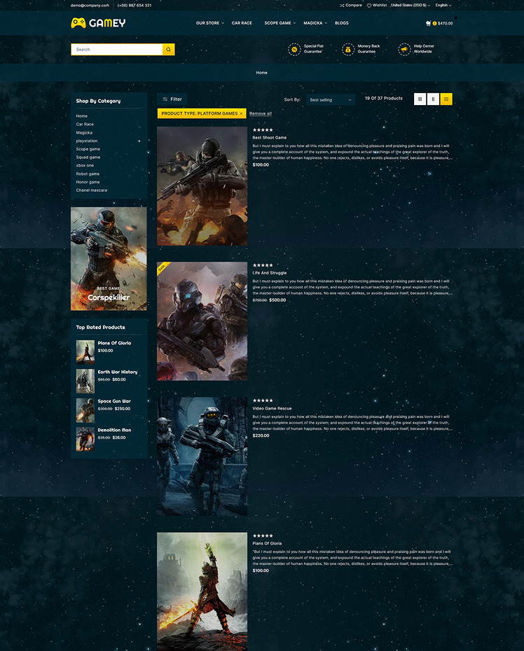 Gamey Online Game Store Shopify OS Responsive Theme #325264