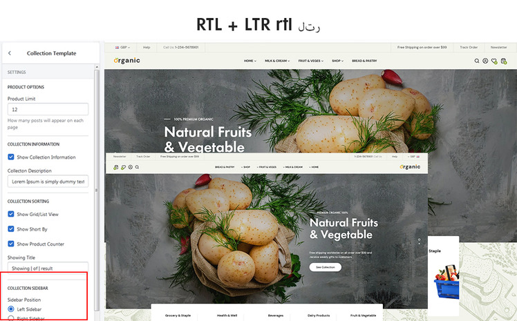 Organic The Vegetables Organic Food and Supermarket Shopify Theme #209465